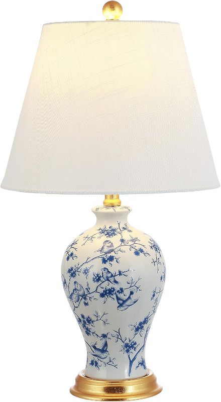 Photo 1 of JONATHAN Y JYL3009B Grace 24" Floral Classic LED Table Lamp Cottage Traditional Bedside Desk Nightstand Lamp for Bedroom Living Room Office College Bookcase LED Bulb Included, Blue/White
