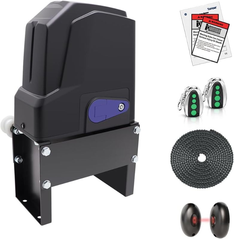 Photo 1 of TOPENS CF800 Fast Sliding Gate Opener Chain Drive Automatic Gate Motor for Heavy Driveway Slide Gate Up to 1800 Pounds, Electric Gate Operator AC Powered with 20ft Roller Chain and Remote Control
