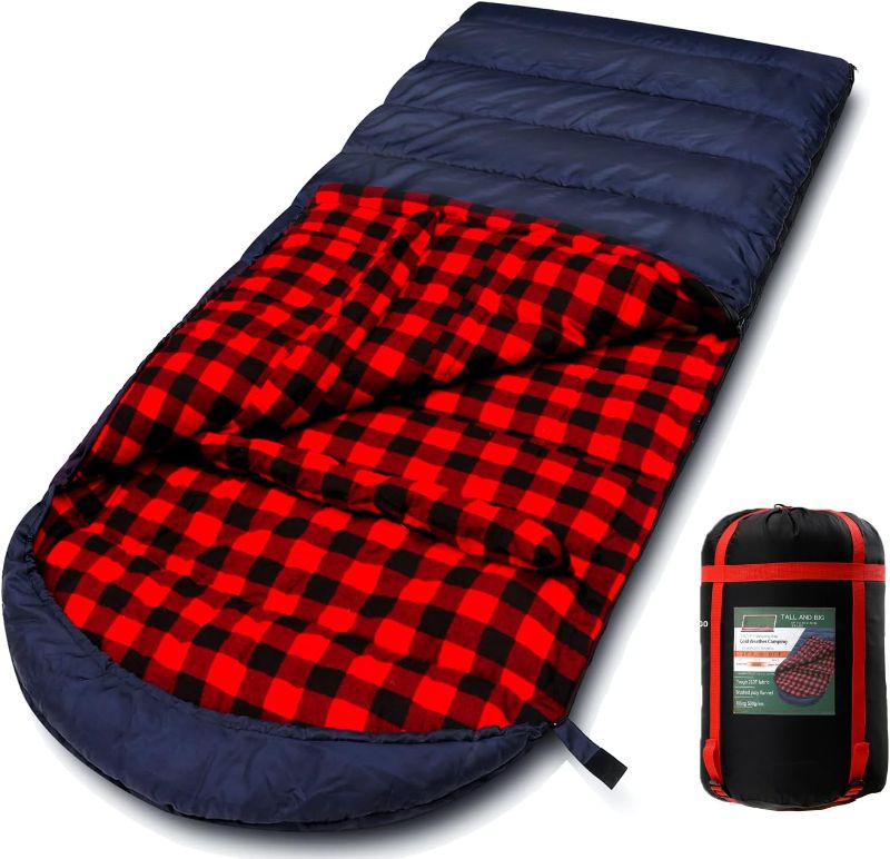 Photo 1 of PALLYGO 0 Degree Sleeping Bag Cotton Flannel Sleeping Bags for Adults Cold Weather Camping Winter Zero Degree Warm Weather Big and Tall
