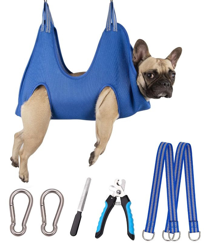Photo 1 of  10 in 1 Pet Grooming Hammock Harness with Nail Clippers/Trimmer, Nail File,Dog Nail Hammock, Dog Grooming Sling for Nail Trimming/Clipping 