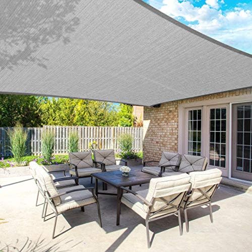 Photo 1 of FLY HAWK Rectangle Patio Sun Shade Sail Canopy, 6' x 10' Patio Sunshade Cover Canopy - Durable Fabric Cloth for Outdoor Garden Yard Pond Pergola Sandbox Deck Courtyard - Gray Color (6' x 10' Gray)
