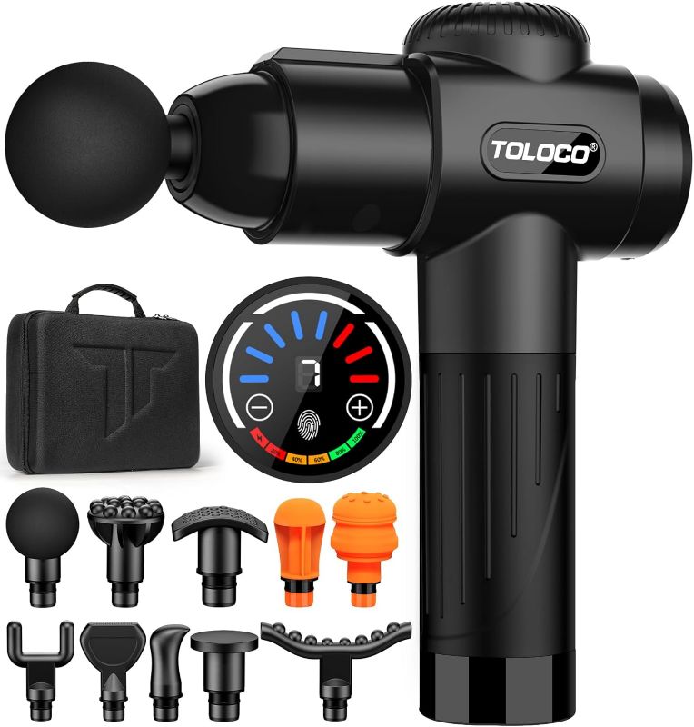 Photo 1 of  TOLOCO Massage Gun, Mothers Day Gifts, Deep Tissue Back Massage for Athletes for Pain Relief, Percussion Massager with 10 Massages Heads & Silent Brushless Motor, Relax Gifts for Mom/Dad, Black 