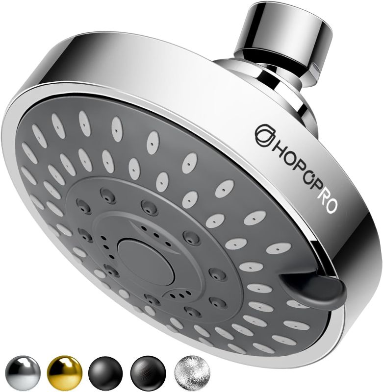 Photo 1 of  HOPOPRO NBC News Recommended 5 Modes High Pressure Shower Head 4.1 Inch High Flow Fixed Showerheads Bathroom Showerhead for Luxury Shower Experience Even at Low Water Pressure 