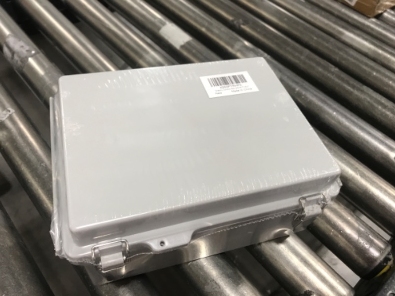 Photo 2 of  Junction Box, IP67 Waterproof Plastic Enclosure for Electrical Project, Hinged Grey Cover, Includes Mounting Plate and Wall Bracket 220×170×110mm (8.6"×6.7"×4.3") 