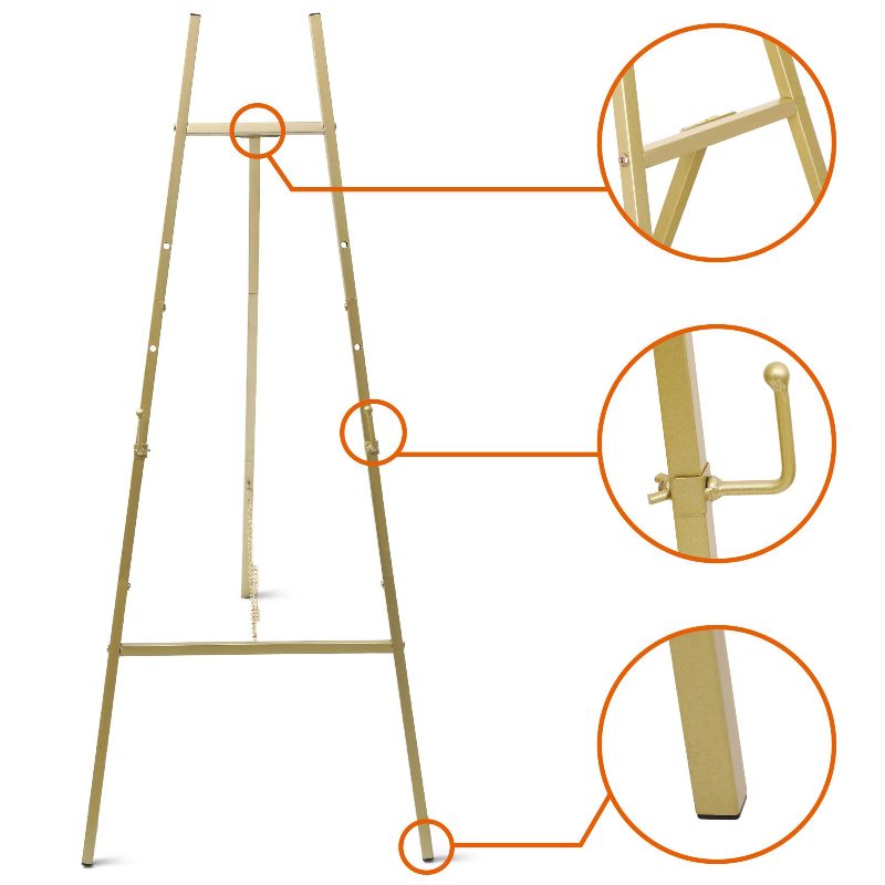 Photo 1 of  50" Gold Easel Stand for Wedding Signs, Posters, Portable Artist Easel for Painting Canvas, Tripod for Home and Office 