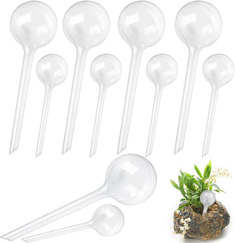 Photo 1 of  10 Pack Clear Plant Watering Globes,Plastic Self Watering Bulbs for Indoor Plants,Garden Water Device Automatic Plant Waterer Indoor Outdoor 