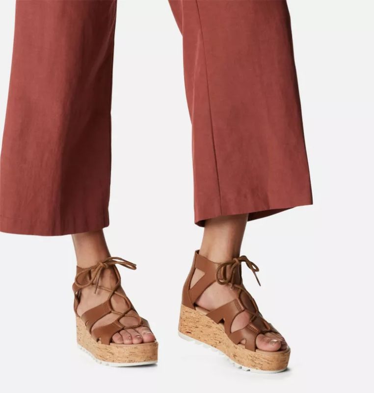 Photo 1 of Sorel Women Size 7 Cameron Flatform Leather Lace Up Wedge Platform Sandals Shoes