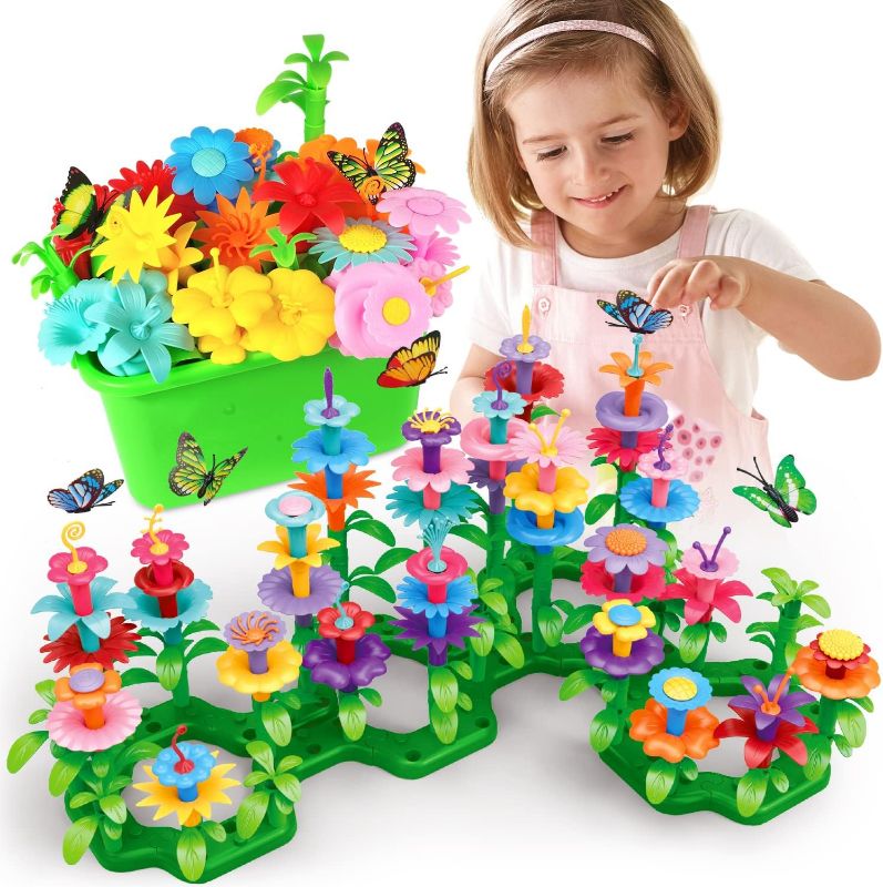 Photo 1 of SpringFlower Gifts Toys for Girls 3 4 5 6 7 Years Old, Flower Garden Building Kit with Storage case,Educational STEM Toy and Preschool Garden Play Set for Toddlers, 148pcs 