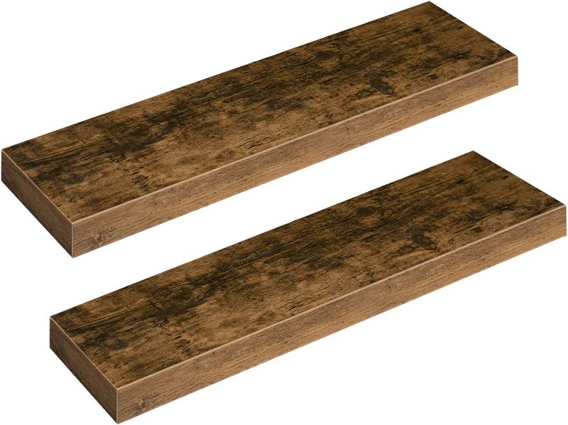 Photo 1 of HOOBRO Floating Shelves, Wall Shelf Set of 2, 31.5 Inch Hanging Shelf with Invisible Brackets, for Wall Bathroom, Bedroom, Toilet, Kitchen, Office, Living Room Decor, Rustic Brown BF80BJP201 