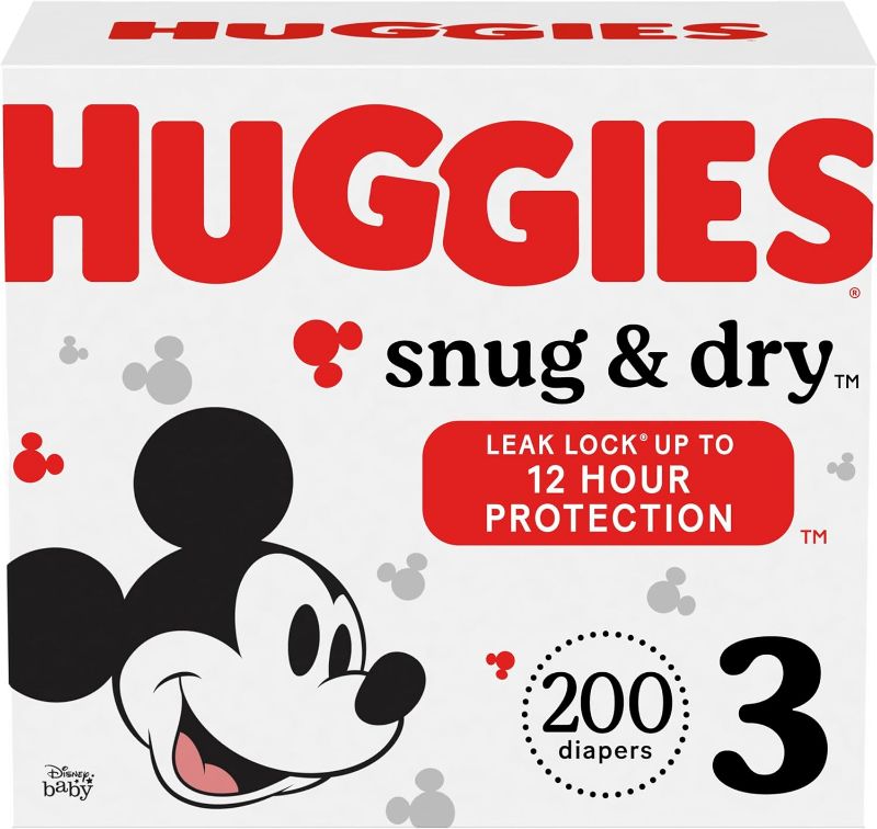 Photo 1 of Huggies Size 3 Diapers, Snug & Dry Baby Diapers, Size 3 (16-28 lbs), 200 Count (4 Packs of 50)