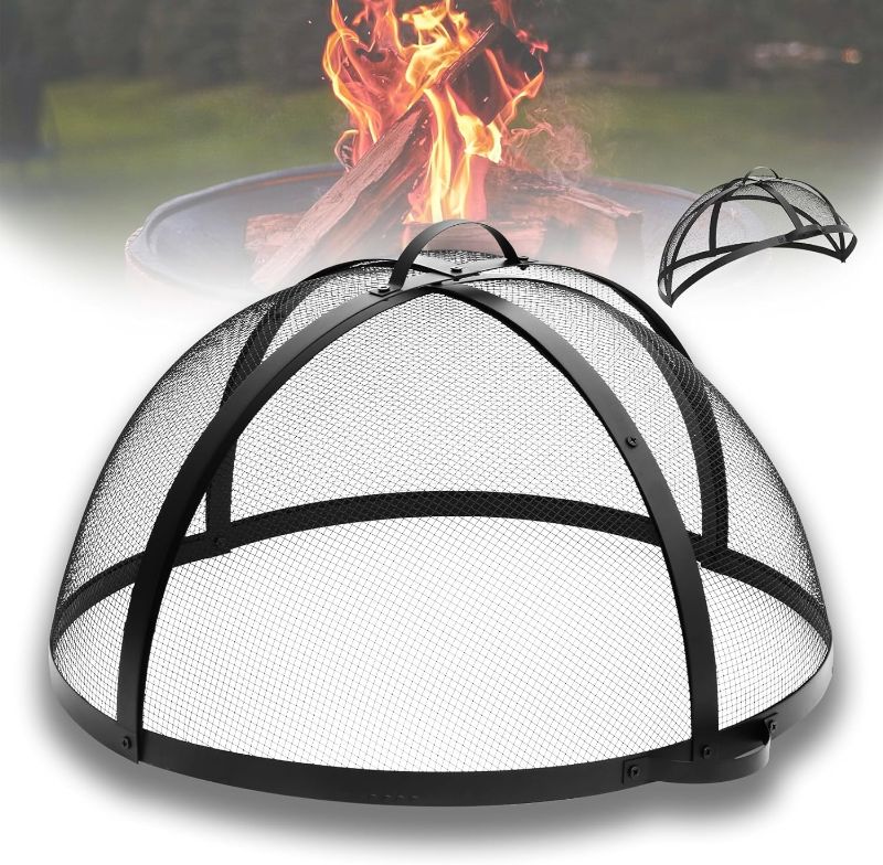 Photo 1 of New Corrosion-Resistant 36In Round Fire Pit Spark Screen Cover,Heavy Duty Steel Backyard Fire Pit Screen with Hinge,Outdoor Patio Easy-Opening Fire Pit Screen 36 inch Round Cover Guard (36 in)
