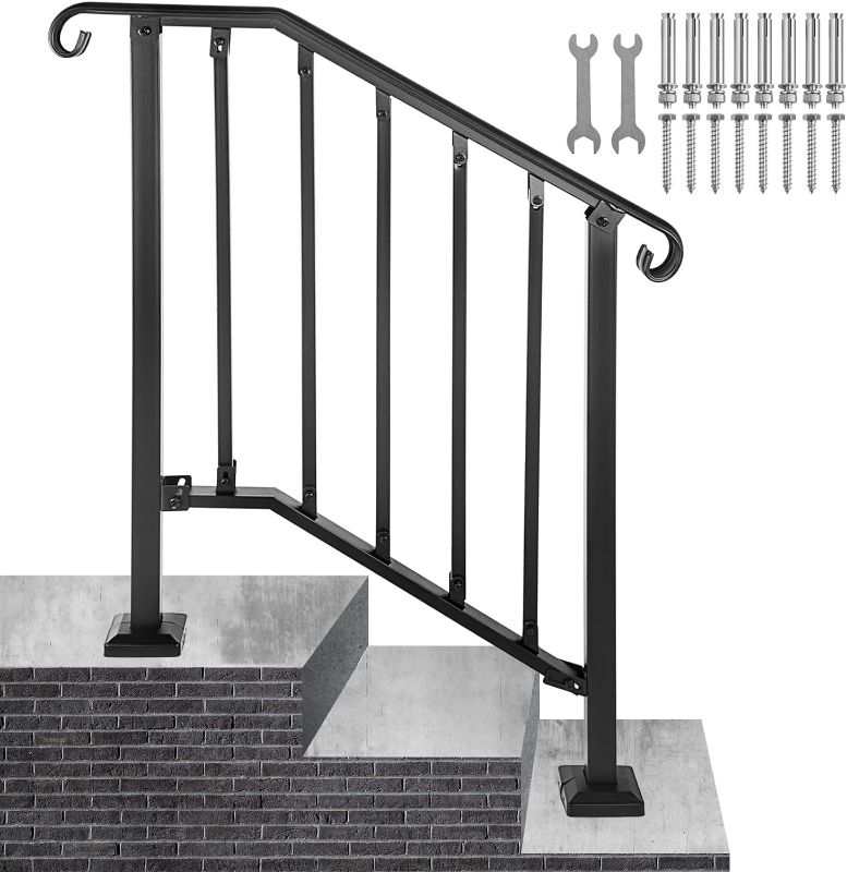 Photo 1 of TMEE Handrails for Outdoor Steps Fits 1 to 3 Steps Outdoor Stair Railing?Staircase Handrail Fits with Installation Kit Transitional Handrail for Concrete Steps or Wooden Stairs
