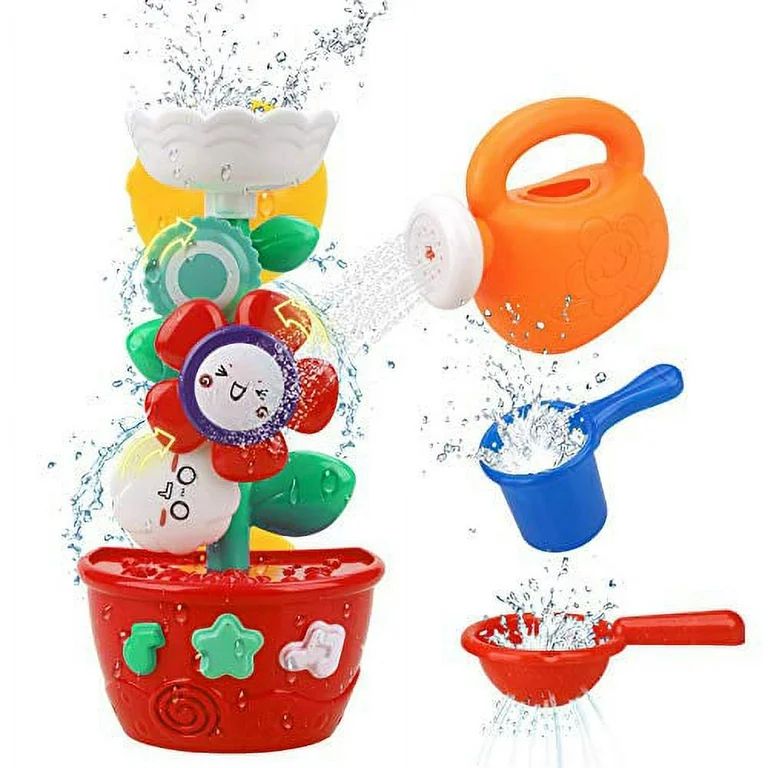 Photo 1 of GOODLOGO Flower Bath Toys Bathtub Toys for Toddlers Babies Kids 2 3 4 Year Old Girls Boys Gifts with 1 Mini Sprinkler 2 Toys Cups Strong Suction Cups Gifts Ideal with Color Box