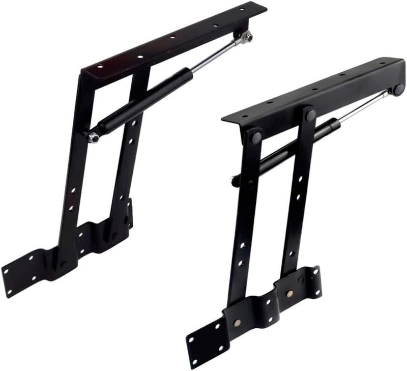 Photo 1 of GreatBba 2pcs Folding Lift up Top Coffee Table Lifting Frame Desk Mechanism Hardware Fitting Hinge Spring Standing Rack Hinge Rack Bracket (Gas Hydraulic) 