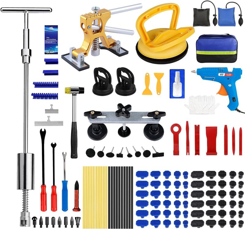 Photo 1 of Bitlyle Dent Puller Hail Remover Kits,129pc Professional Car Paintless Dent Removal Tools,Slide Hammer 2 in 1 T-Bar, Adjustable Dent Lifter,Bridge Puller for Auto Dent Damage Removal, Door Dings 