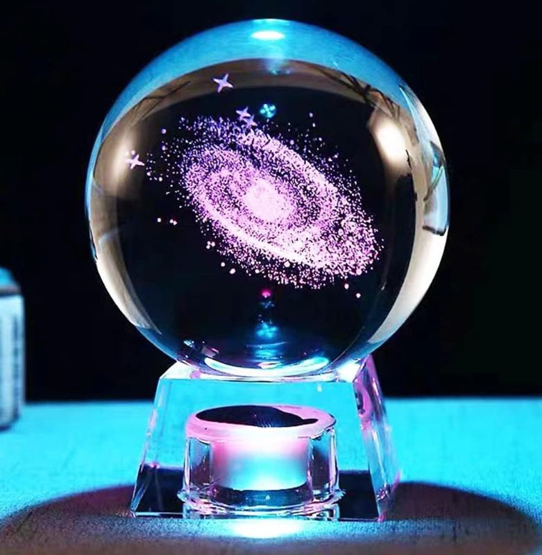 Photo 1 of 3D Crystal Ball Galactic System LED lamp Base Crystal Ball with Keychain, Best Birthday Gift for Kids,Women, Girlfriend Gift Birthday/Valentine's Day/Mothers Day/Christmas
