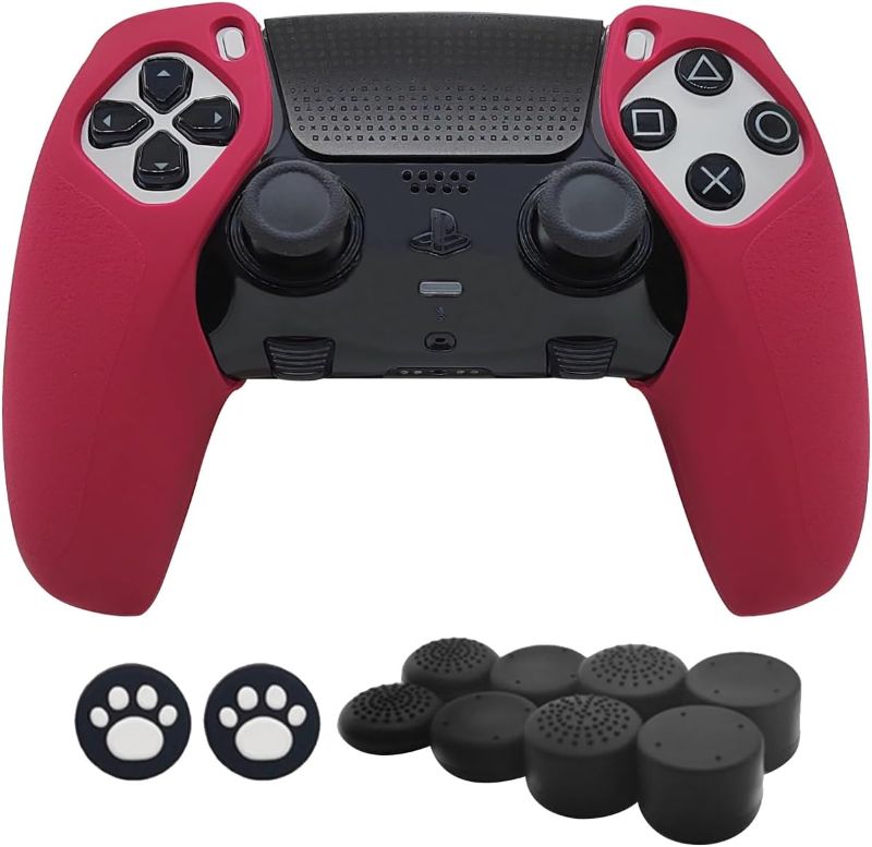 Photo 1 of MOJOXR Controller Silicone Cover and Stick Caps Compatible with PS5 Edge Controller and PS5 Controller, Anti-Slip Protector Skin and 10 Thumb Grip Caps Accessories for PlayStation5 Controller(Purple)