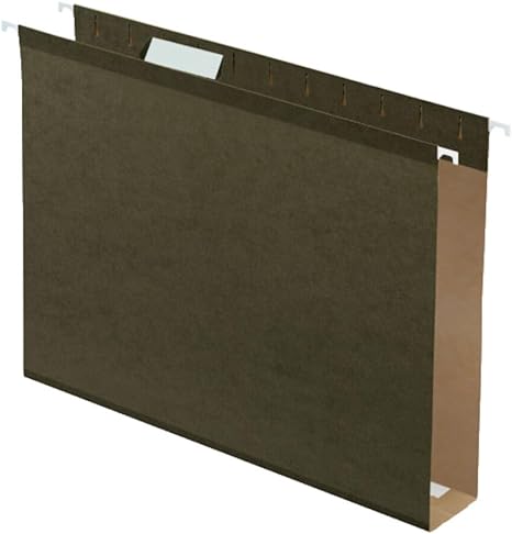 Photo 1 of Pendaflex Extra Capacity Reinforced Hanging File Folders, 2", Letter Size, Standard green, 1/5 Cut, 25/BX (04152X2)