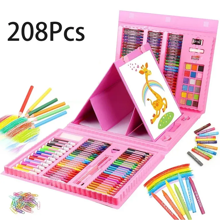 Photo 1 of Art supplies 208 Pieces Super Mega Art Set craft drawing Color kit Pencil Crayons markers beginner Artist boys girls kids sketch papers