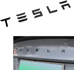 Photo 1 of Metal 3D Raised Tailgate Insert Letters Emblems Compatible with Tesla Model 3/Y/S/X Series Accessories (Matte Black)