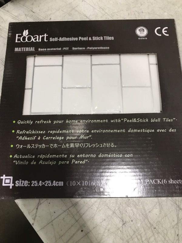 Photo 1 of Ecoart Peel and Stick Tile Backsplash 10" X 10" Subway White Tile Self Adhesive Kitchen Bathroom Backsplash(6 Sheets) (Ivory White)