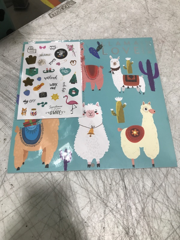 Photo 2 of Llama Love Calendar 2024 with Sticker Pack, 12 x 12 inch, Inspiration Quotes, Llama Gift, Llama Wall Calendar and Sticker Set
