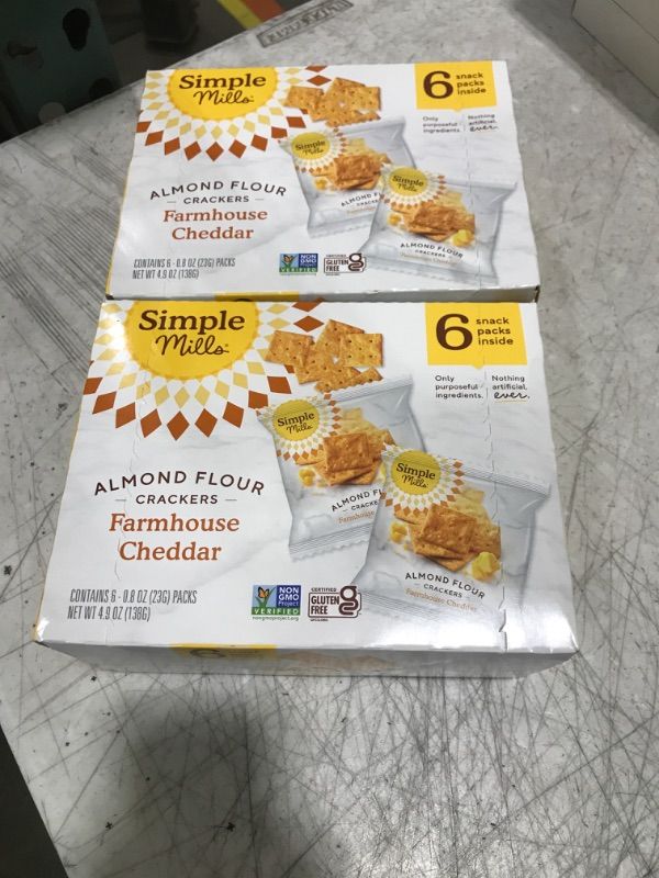 Photo 2 of 2 Pack- Simple Mills Almond Flour Crackers, Farmhouse Cheddar Snack Packs - Gluten Free, Healthy Snacks, 4.9 Ounce (Pack of 1) Farmhouse Cheddar 4.9 Ounce (Pack of 1)