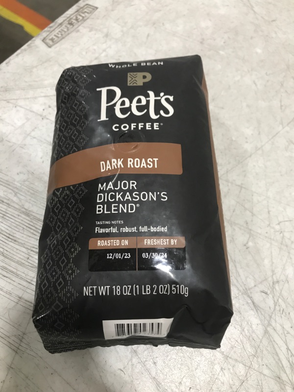Photo 2 of Peet's Coffee, Dark Roast Whole Bean Coffee - Major Dickason's Blend 18 Ounce Bag Major Dickason's 18 Ounce (Pack of 1)