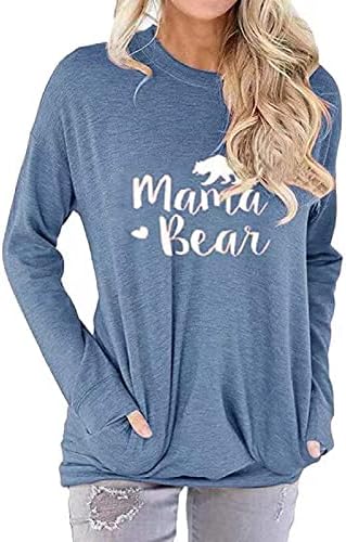 Photo 1 of DOLNINE Women's Plus Size Sweatshirts Color Block Long Sleeve Pocket Shirts Tops Mama Bear -16W