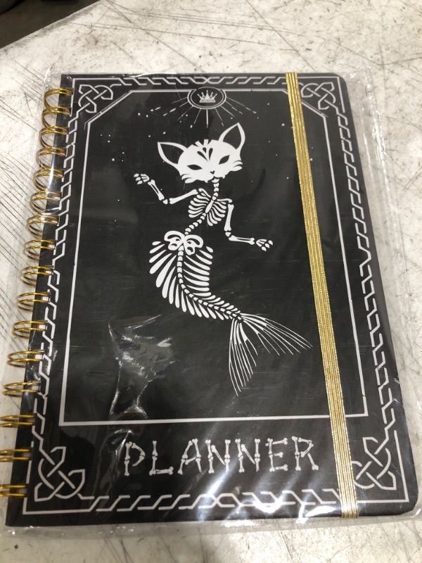 Photo 2 of 2024 Planner, 12-Month Weekly Monthly Planner from JAN.2024 to DEC.2024, 8.4" X 6", Planner Notebook with Spiral Bound, Stickers & Sticky Index Tabs, Fox-Fish Skull Black - 01