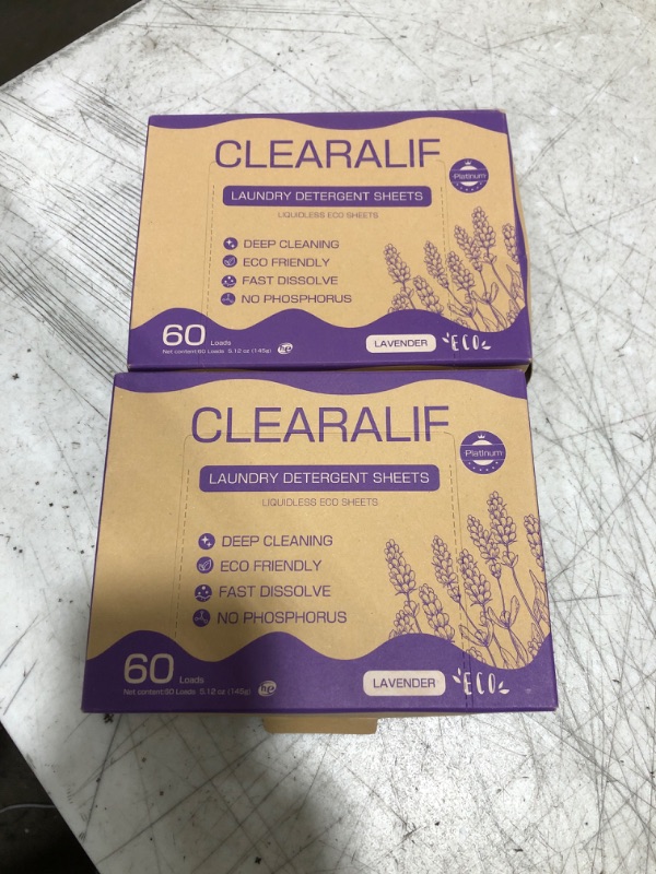 Photo 2 of 2 pack- Laundry Detergent Sheets Up to 60 Loads, Fresh Lavender - Great For Travel, Apartments, Dorms, No Plastic, Sustainable, Biodegradable-New Liquid-Less Technology - Lightweight Unscented 60 Loads