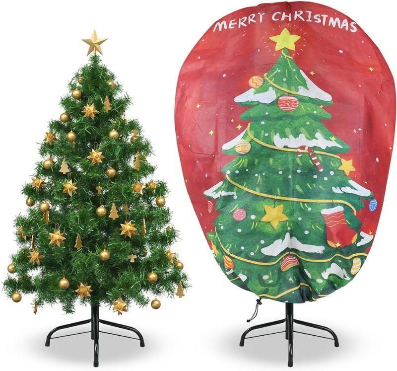 Photo 1 of bruwaa Christmas Tree Storage Bag Cover,Stores a 7.5ft Artificial Christmas Tree, Tear Resistant Non-Woven Fabric Adjustable Drawstring Waterproof, Dustproof Plant Covers Freeze Protection