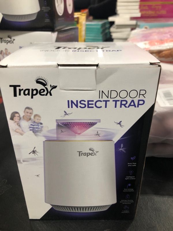 Photo 3 of Trapex Indoor Insect Trap - Effective Non-Zapper Fruit Fly, Gnat, Moth and Mosquito Trap with Refillable Bait Pod & 5 Sticky Pad Refills - Gnat Traps for House Indoor, Bug Catcher & Killer (White)