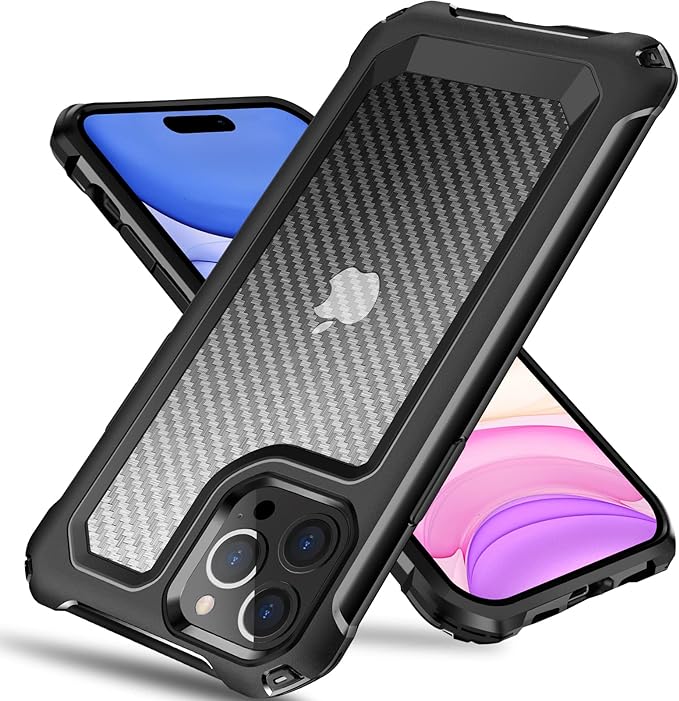 Photo 1 of Tuerdan iPhone 15 Pro Case, [Military Grade Shockproof] [Soft TPU Bumper Frame] Anti-Scratch, Fingerprint Resistant, Protective Phone Case for iPhone 15 Pro, Black 
