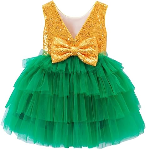 Photo 1 of LHXIUIMJ Baby Girl Sequins Dress Toddler Flower Girl Sleeveless Princess Dresses Party Wedding Gown with Bowknot SIZE 2T 
