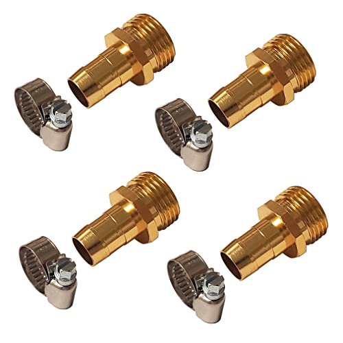 Photo 1 of Chapin International 6-9469: Male Garden Repair Connector with Clamps, Hose Mender Fittings, Set of 4, Metallic