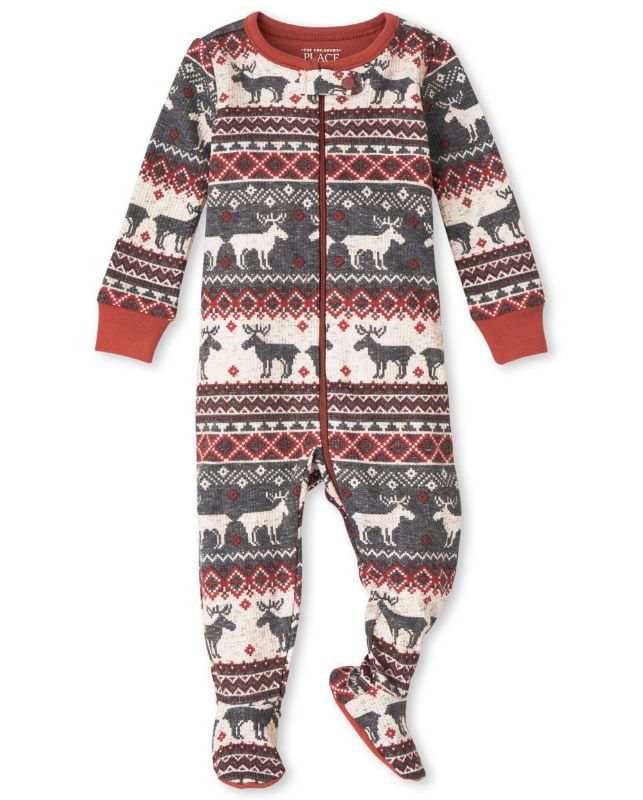 Photo 1 of Unisex Baby and Toddler Matching Family Thermal Reindeer Fairisle Snug Fit Cotton One Piece Pajamas SIZE 5T