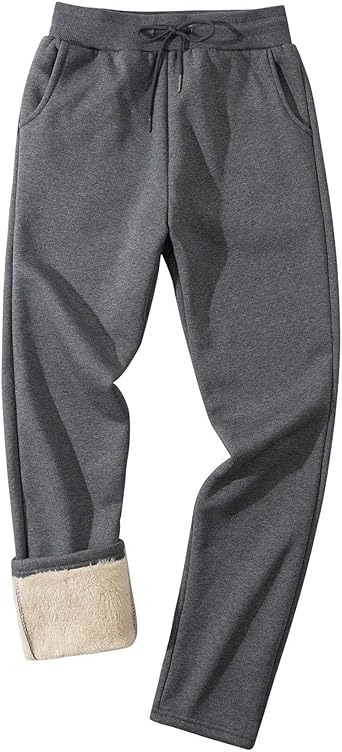 Photo 1 of V VALANCH Men's Fleece Lined Sweatpants Winter Heavyweight Warm Sherpa Lined Joggers with Pocket SIZE M