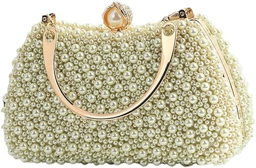 Photo 1 of Pocadri Women's Handbag Elegant Pearl Evening Bag Fashion Purse Shiny Solid Color Clutch With Lock