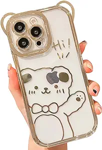 Photo 1 of Kwhapoo Cute Clear Case Compatible with iPhone 11, Plated Cartoon Pattern Girly Bear Shape Shockproof TPU Slim Slip-Resistant for Women Girls 6.1" (Gold) 