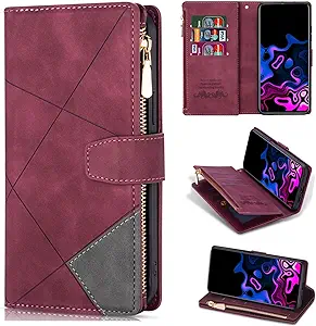 Photo 1 of Neiye Compatible with Samsung Galaxy A14 5G Wallet Case with RFID Blocking Premium Zipper Card Slots Protective Flip PU Splicing Leather Phone Cover for Galaxy A14 5G Case Wallet(6.6 inch-Wine Red) 