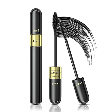 Photo 1 of 2 in 1 Mascara 5x Longer Waterproof,Black Mascara Lengthening and Thickening Dual Effect,No Clumping Waterproof Liquid Mascara Makeup. 