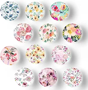 Photo 1 of 12pcs Fridge Magnet Glass Strong Magnetic Refrigerator Magnet,Colorful Flowers Fridge Magnets Decoration for Crafts,Fridge Magnets for Kitchen, School,Office Whiteboard, Cabinet and Dishwasher