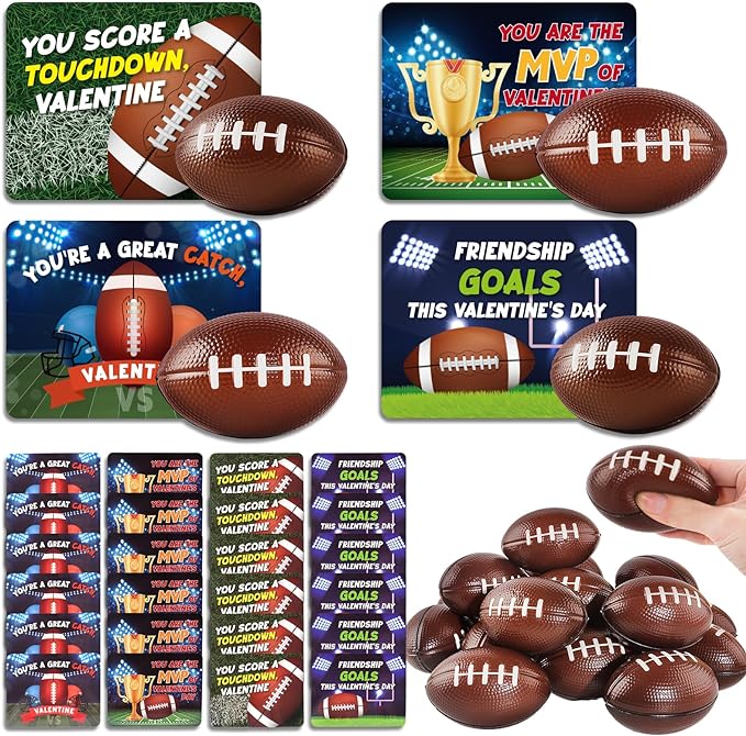 Photo 1 of OCHIDO Valentine's Day Cards for Kids,24 Pack Valentine's Greeting Cards with Sports Stress Balls Kits,for School Classroom Prizes ,Valentine Gifts Exchange ,Valentines Party Favors for Boys Girls 