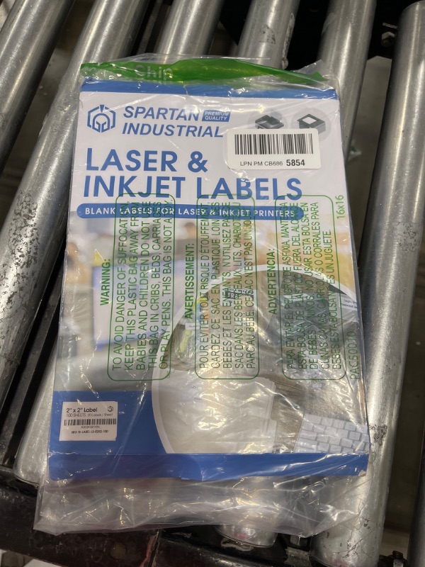 Photo 2 of Spartan Industrial Printable Square Laser Inkjet Labels - 2" X 2" - White, 100 Sheets, 2000 Total Labels | Multipurpose Label Ideal for Logos, Product Labels, UPC Barcodes, Container Labels and More 2" X 2" 100 Sheets