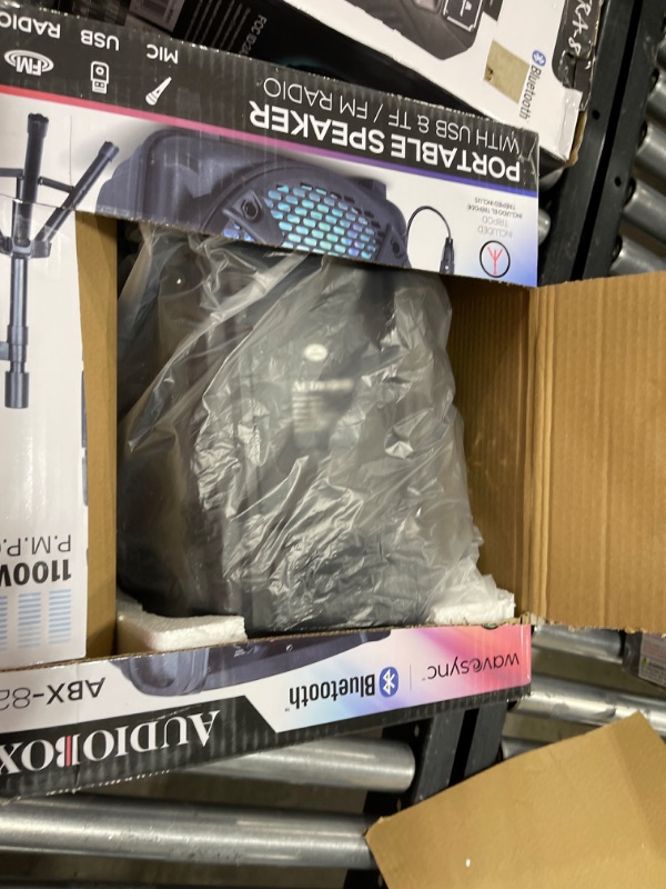 Photo 1 of AUDIOBOX ABX-82S Portable 8" PA Speaker with Stand, WaveSync™ Technology, Bluetooth, LED Lights, 1100W - Includes Microphone & USB Cable