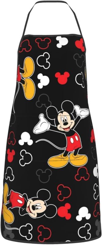 Photo 1 of POLKLEX Women Apron Cartoon Apron Adults Kitchen Cooking Baking Aprons with 2 Pockets Apron for Home Kitchen 