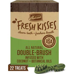 Photo 1 of Merrick Fresh Kisses Double-Brush Coconut + Botanical Oils Infused Large Dental Dog Treats, 22 Count
