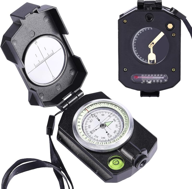 Photo 1 of Military Lensatic Compass for Hiking Survival Camping Hunting Gifts Army Waterproof Pocket Compass for Men Magnetic Map Metal Tactical Large Navigation Tritium Compass with Mirror
