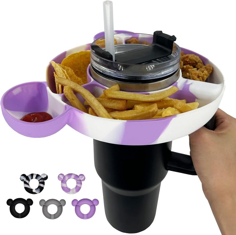 Photo 1 of Snack Bowl for Stanley 40oz Tumbler with Handle, Tumbler Snack Tray for Stanley Cup Accessories, Snack Holder Ring Compatible with Stanley Cup, Reusable Food-Grade Silicone Snack Bowl, WH-VT
